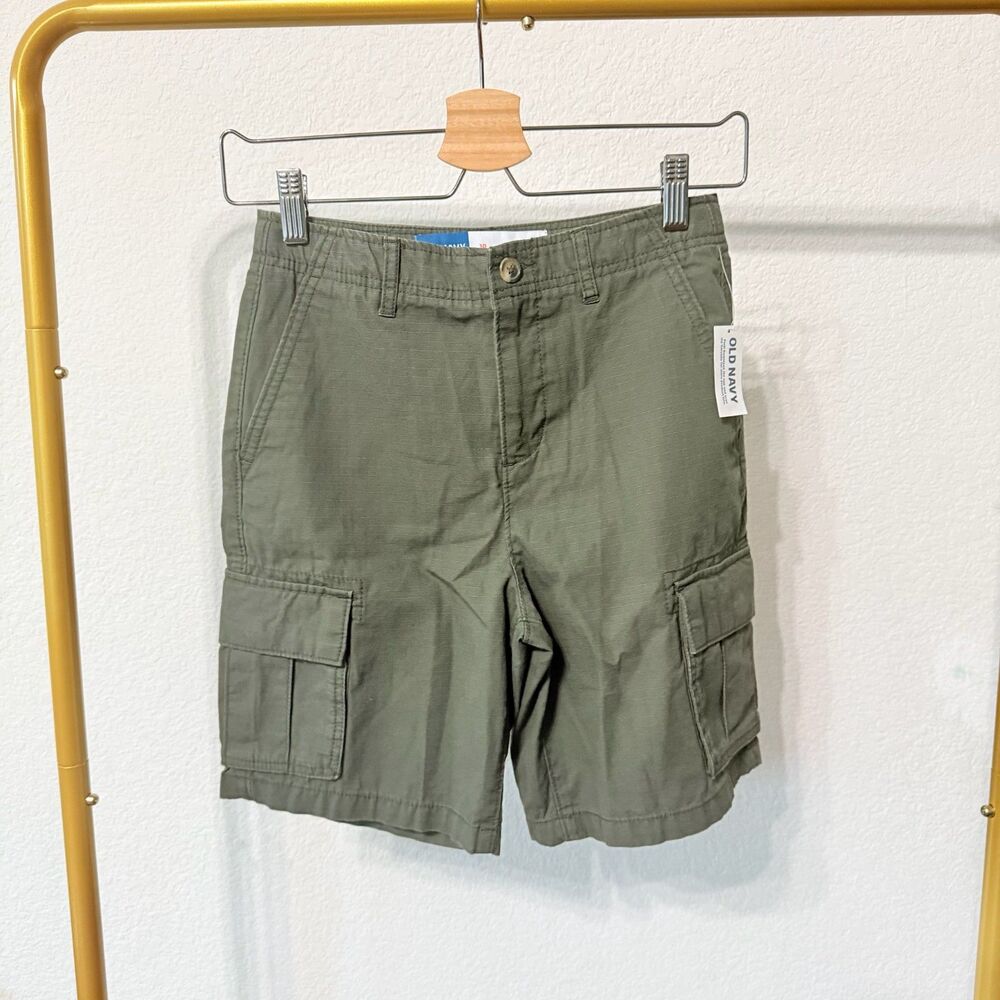 Boy's Olive Green Cargo Shorts Casual Lightweight Multiple Pockets Size 10